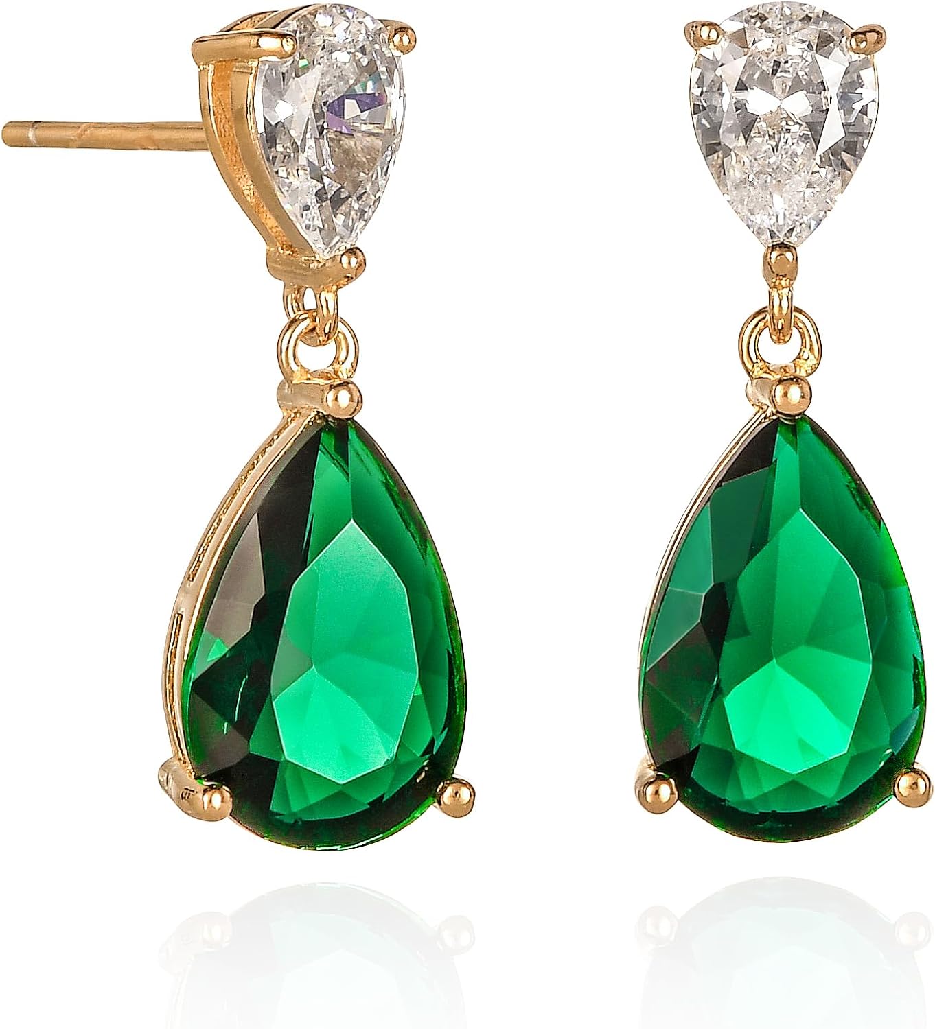 Diamond Treats 925 Sterling Silver Teardrop Earrings for Women with Colored and White Cubic Zirconia, Sterling Silver Drop Earrings for Women, Elegant Silver, Gold or Rose Gold Dangle Earrings,