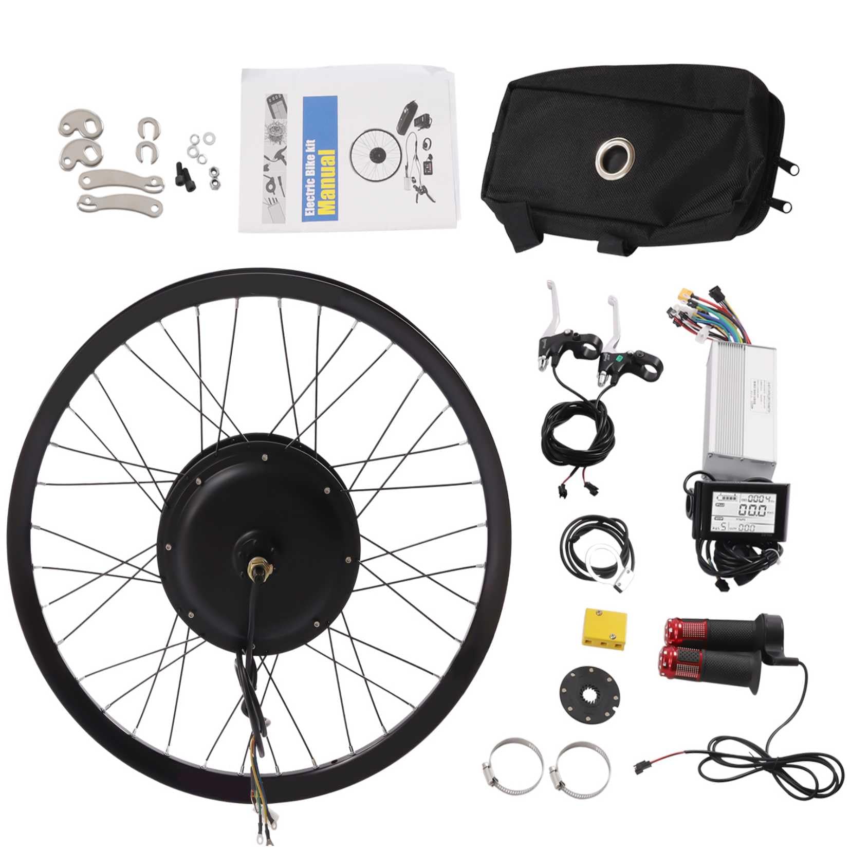 72V 2000W Electric Bicycle Rear Wheel Conversion Kit E-Bike 9 Speed Motor Kit with Mutifunction Display High Speed Brushless Gearless Hub Motor Kit
