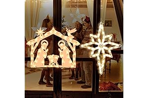 Lighted Nativity and Bethlehem Star Christmas Window Silhouette Decoration