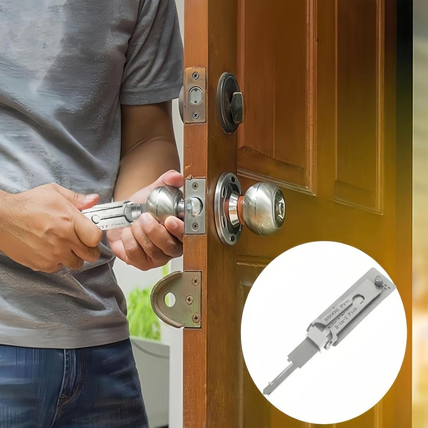 Decoder per chiavi in acciaio inox, Strumento per lo scasso di serrature con decoder per chiavi, Decoder per grimaldelli, Kit per lo scasso di serrature per serrature da porta con varie forme (SS002)