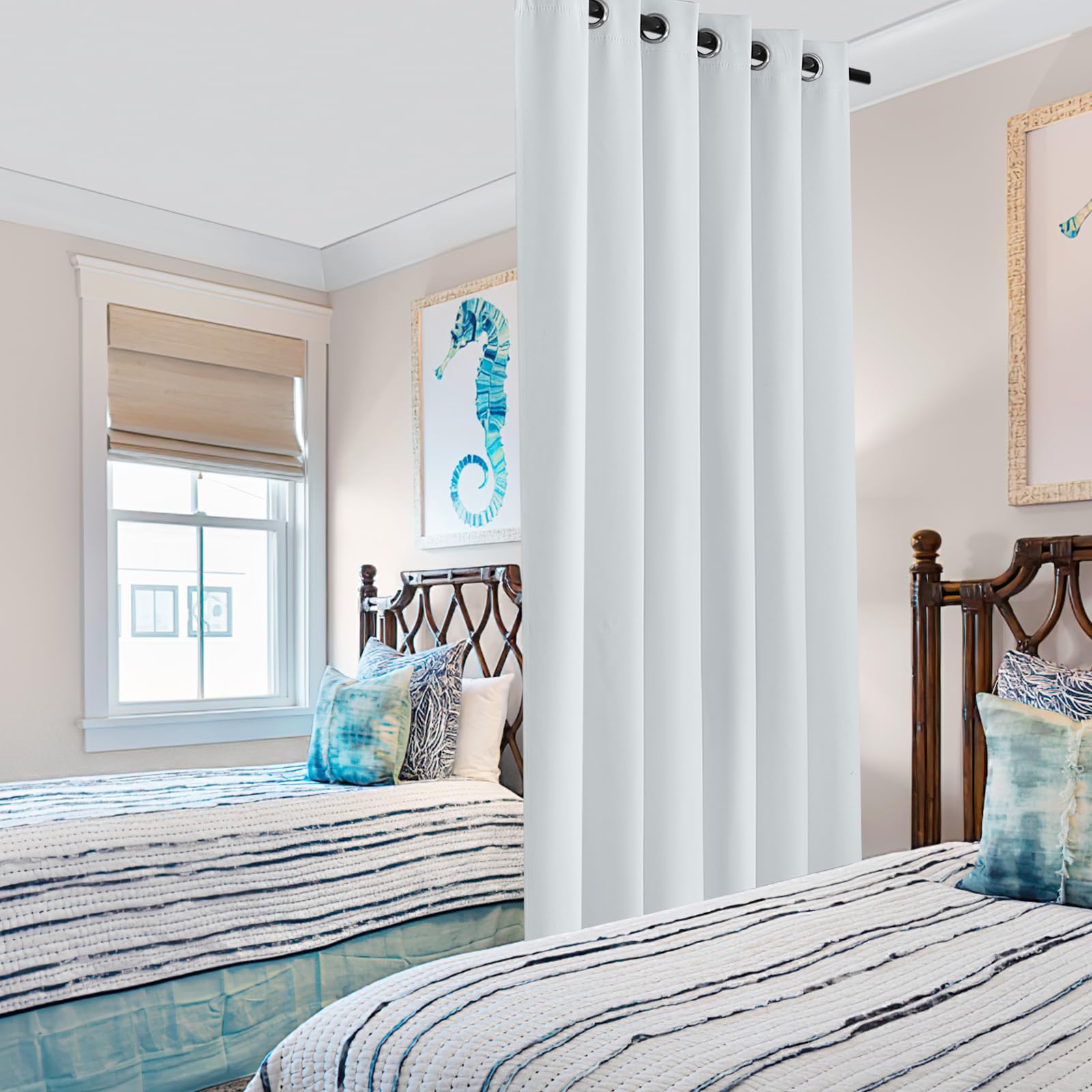 PONY DANCE Tende Oscuranti per Interni con Occhielli Divisorie per Armadio Aperto Termica Soggiorno Moderne L 200 x A 210 cm, 1 Pannello, Bianco Grigiastro