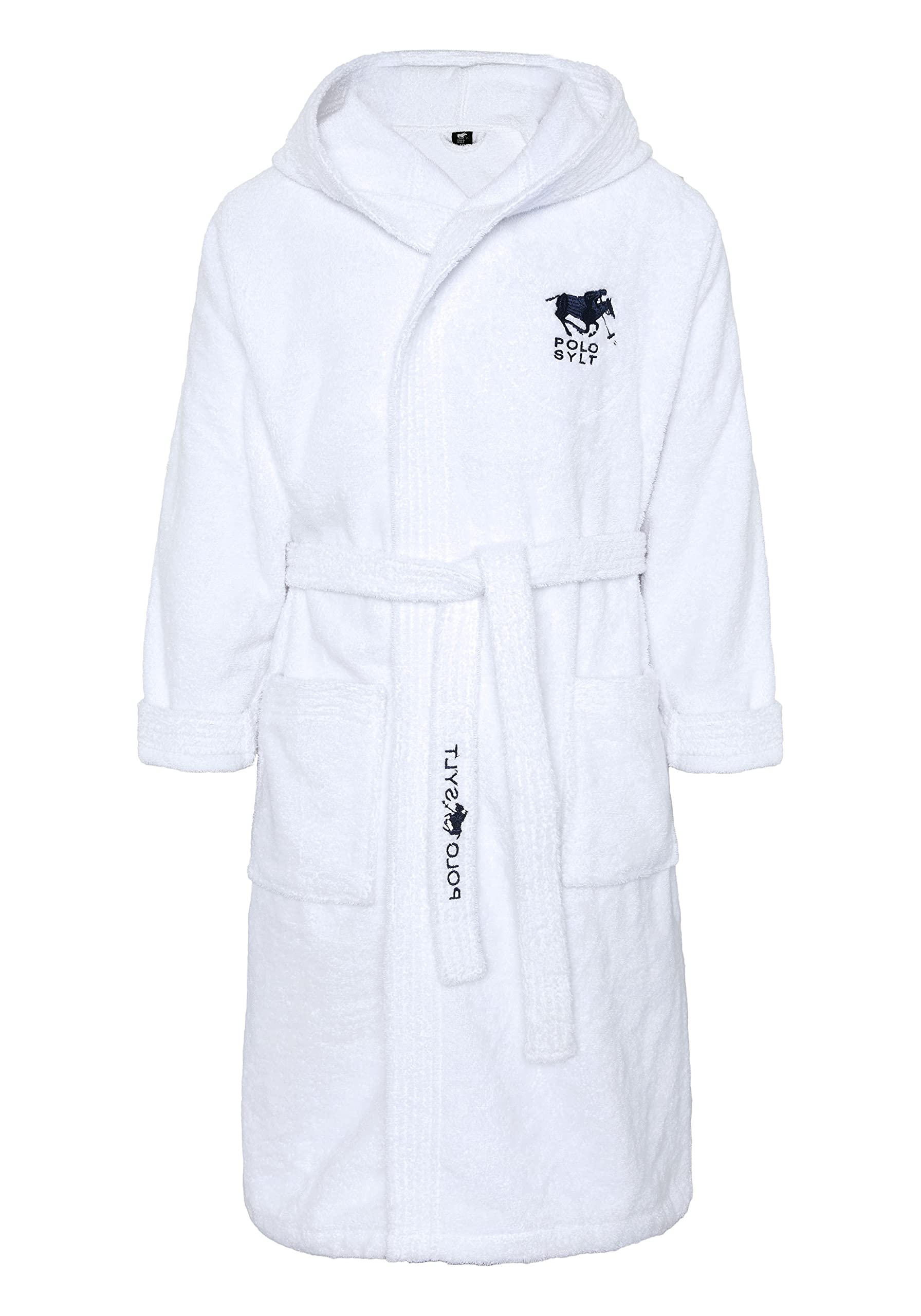 Polo Sylt Unisex Cotton Bathrobe with label embroidery, Bright White, XL