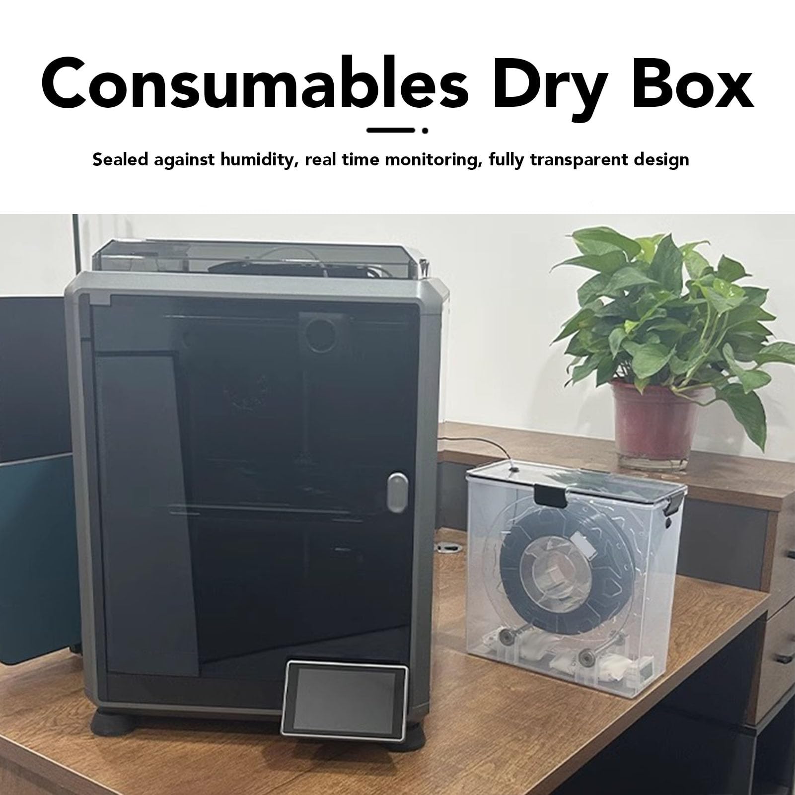 Caja del secador del filamento de la impresora 3D, Deshidratador de material de impresora 3D multifuncional 1KG actualizado con bolsa de sellado y termohigrómetro