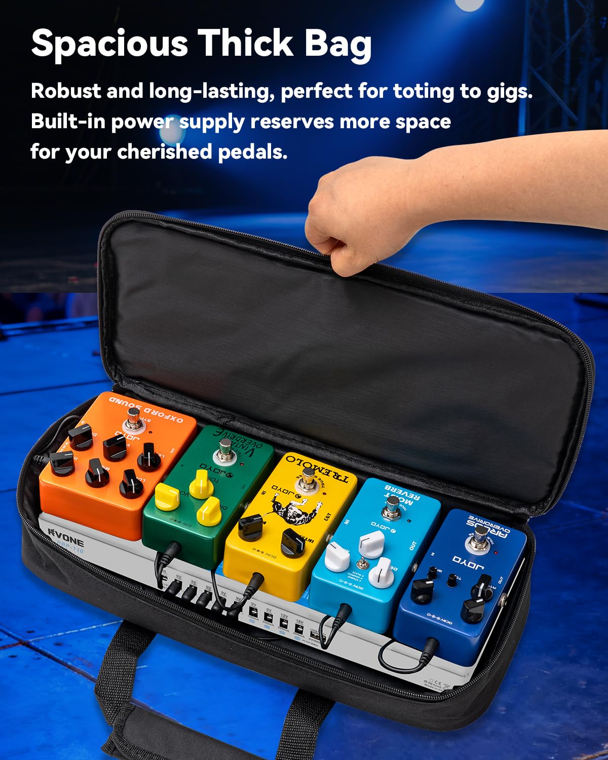 Rvone Pedaliera per chitarra con alimentatore, 10 uscite isolate