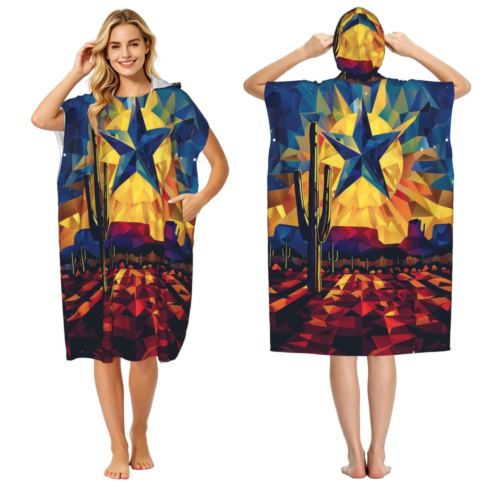 DTHKJNLSF Arizona State Flag Adult Hooded Beach Poncho Towel