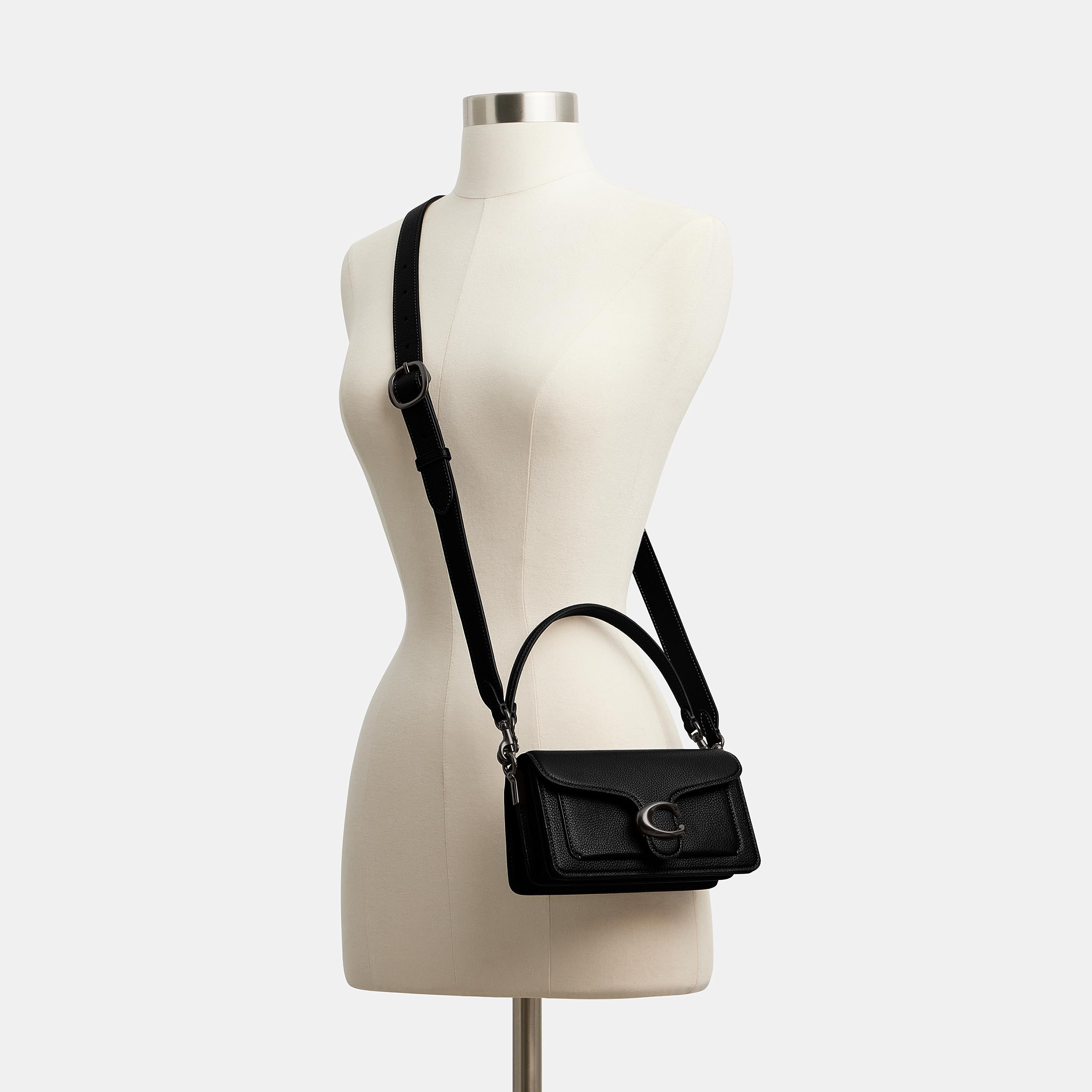 COACH womens Polished Pebble Leather Tabby Shoulder Bag 20: One Size Black