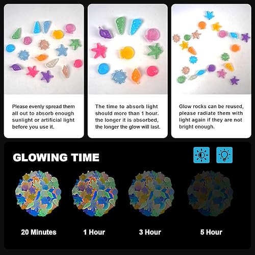Miniatura 6 de Kaiyuan Dynasty 300 piedras que brillan en la oscuridad, para acuario, piedras brillantes para pecera, piedras brillantes para jardín de hadas,
