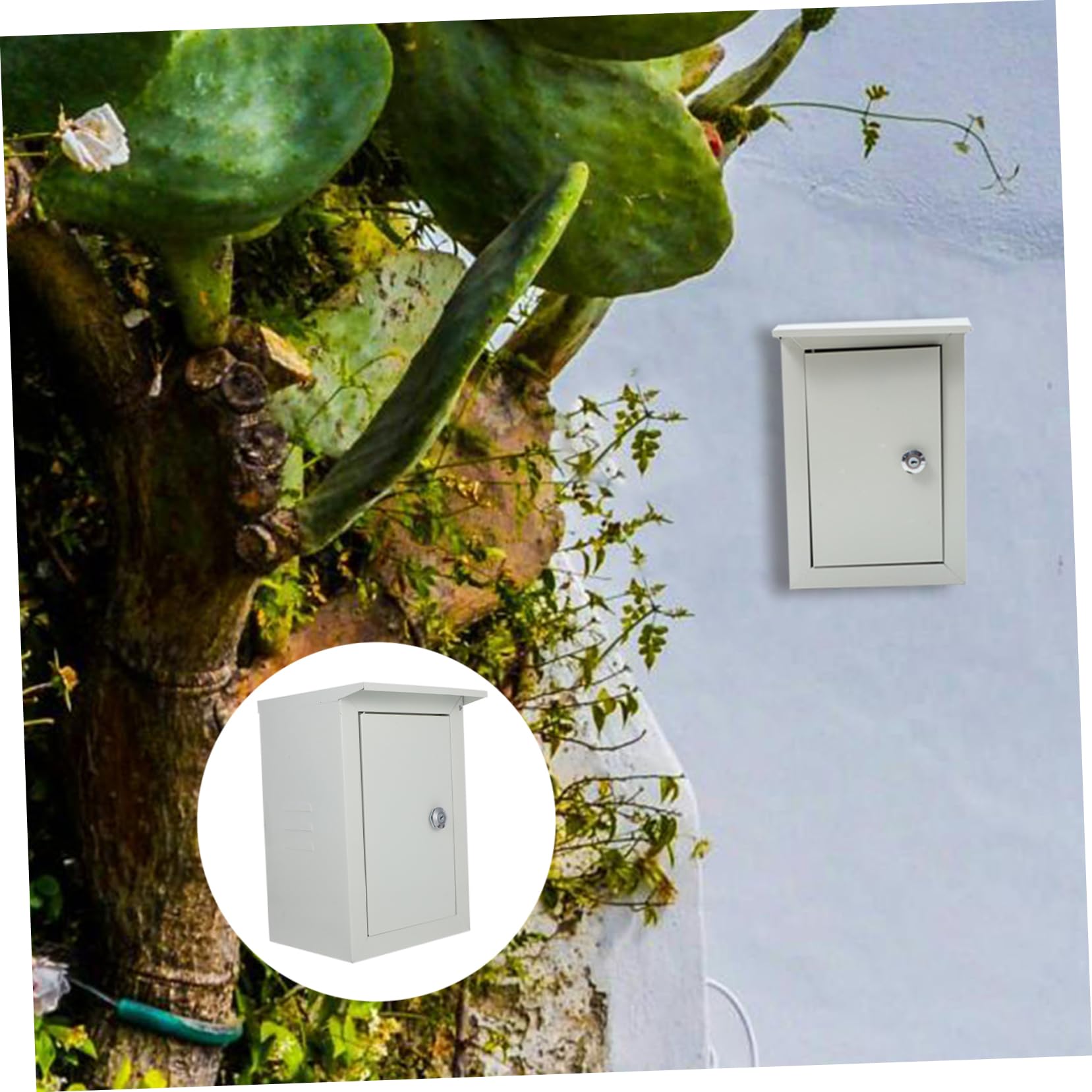 Caja de Alimentación de Pared Montada en Superficie para Exterior Beige | Aluminio, Gran Capacidad, Resistente Intemperie, Evita Entrada de Suciedad, Mantenimiento Sencillo