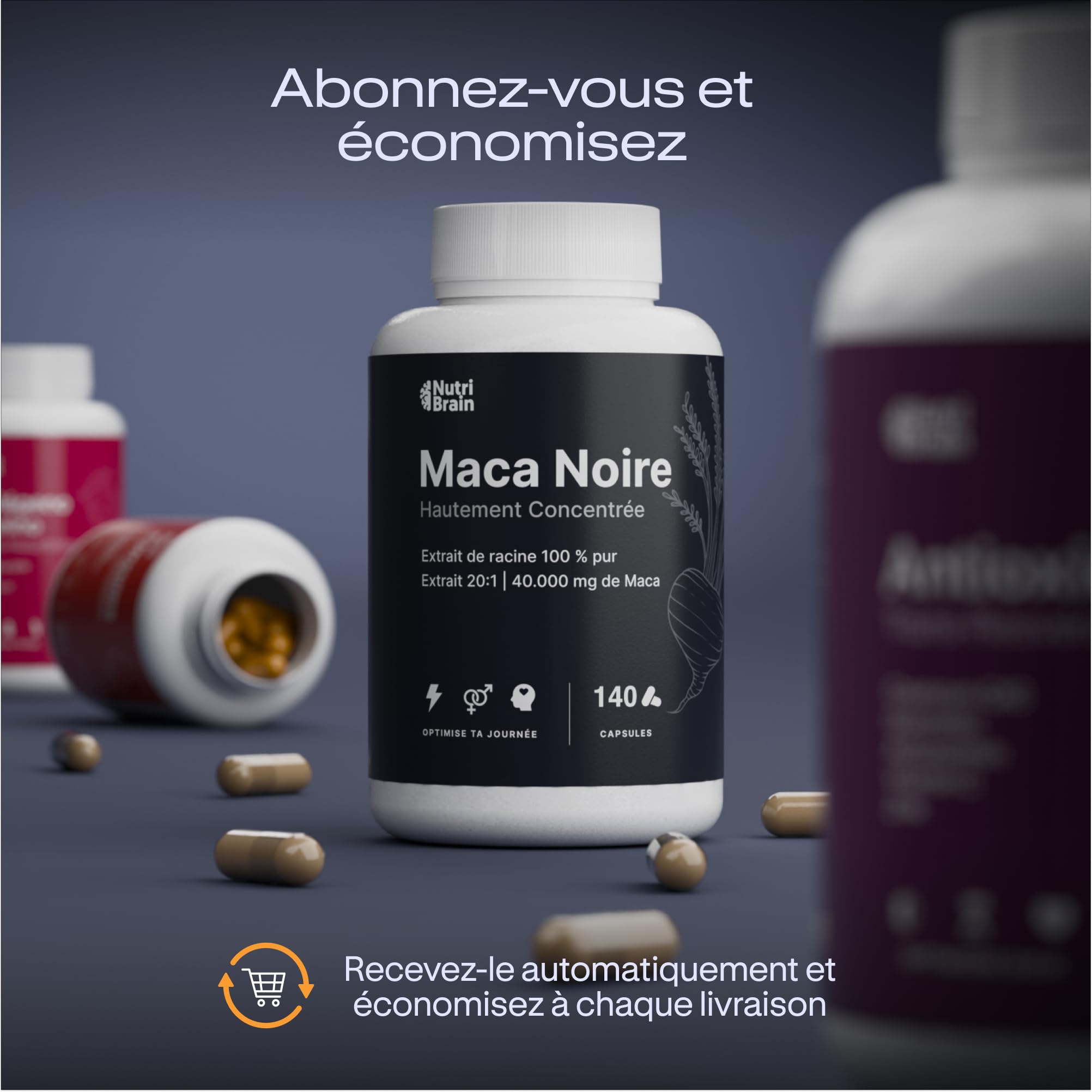 Maca Noire Andine Pure 40.000 mg | Poudre Ultra-concentré 20:1 | Extra Forte | Énergie, Vitalité, Performance, Équilibre | 5 Mois |140 Capsules | Vegan | Homme et Femme | Haute Puissance