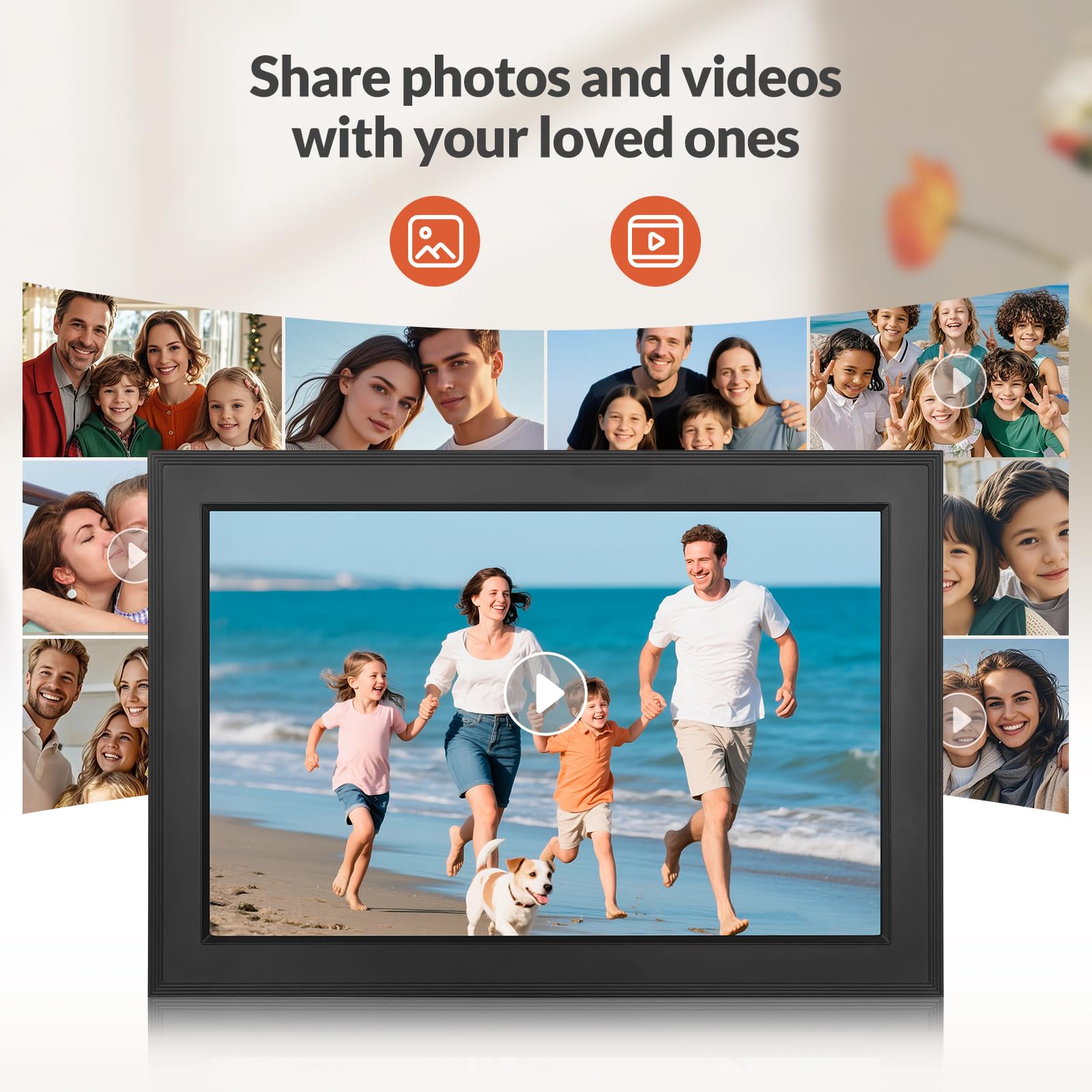 Bestrip Digitaler Bilderrahmen FRAMEO WLAN 32GB 10,1 Zoll 1280x800 IPS LCD-Touchscreen Smart Cloud-Fotorahmen
