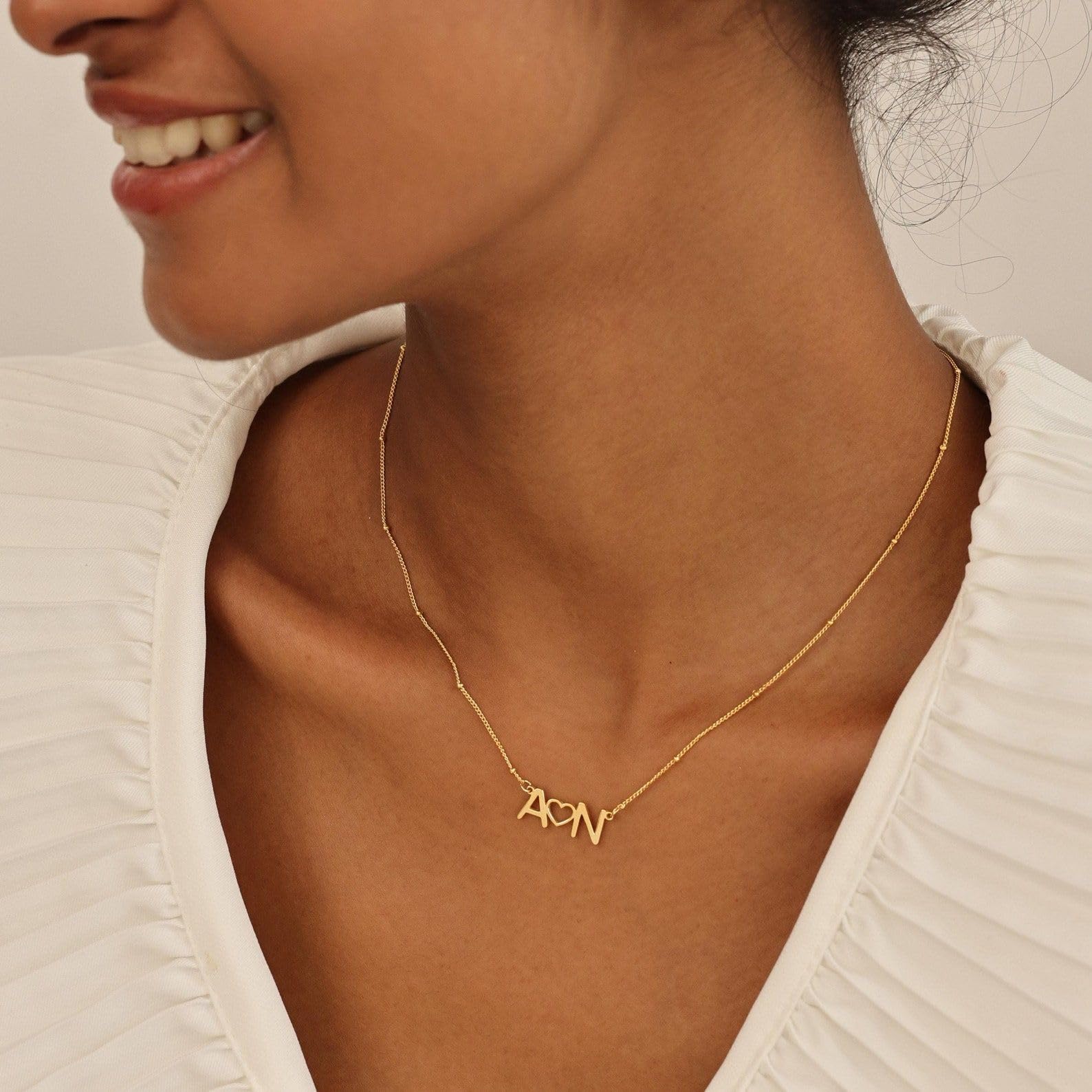 Collana con Iniziale e Cuore, Ciondolo Personalizzato Minimalista