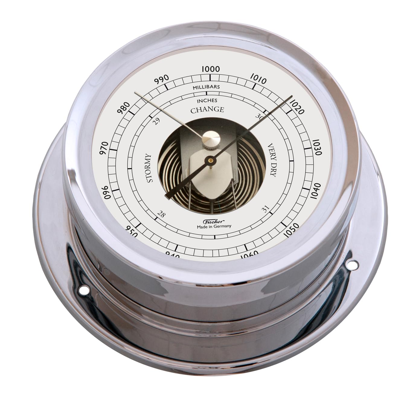 Fischer 1600B-47, maritimes Innen-Barometer, Messing