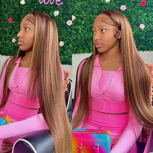 JulyQueen Peluca sintética con reflejos, pelucas largas y rectas de 427, 26 pulgadas, pelucas en capas para mujeres negras, pelucas sintéticas de