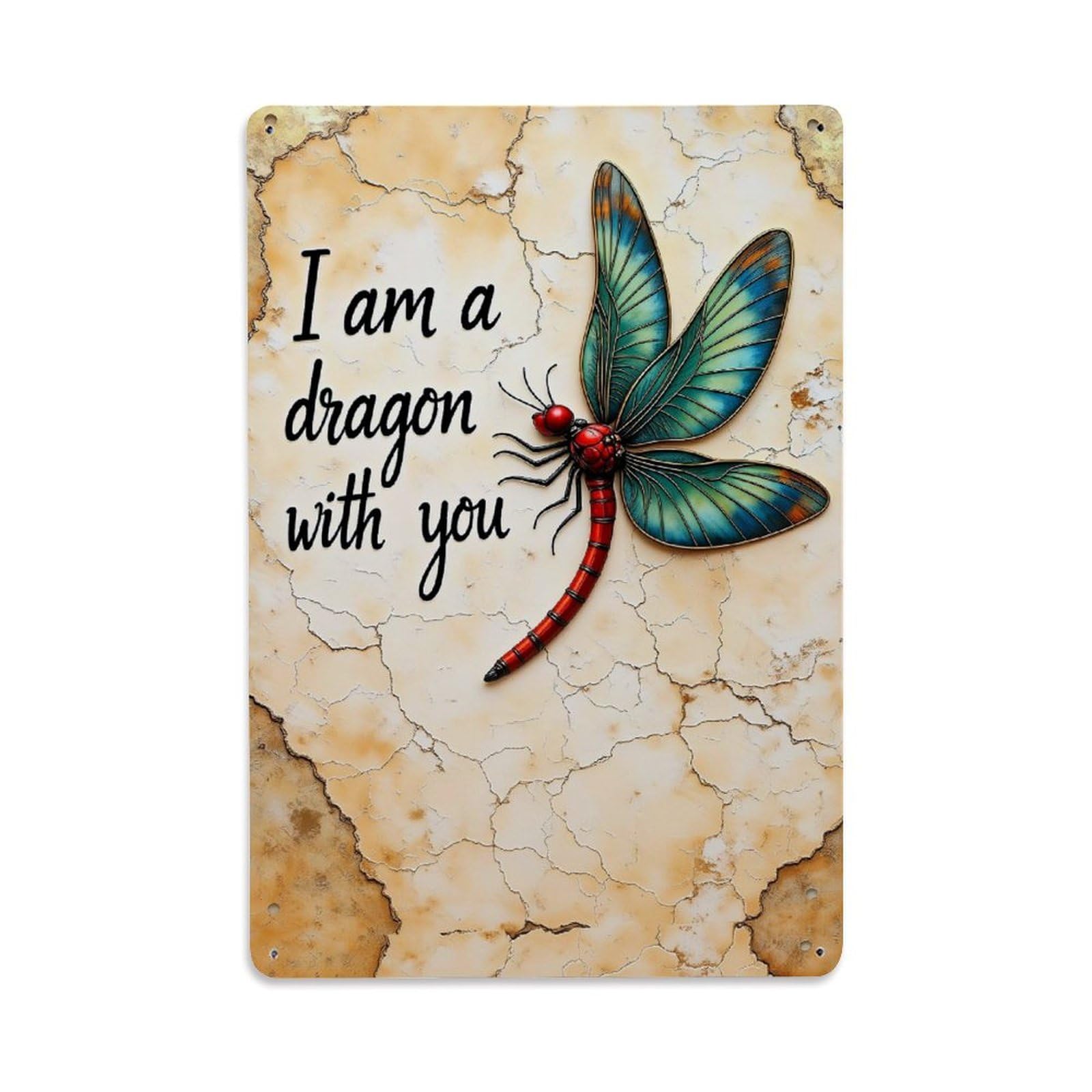 Dragonfly Artistic Design Pattern Print Vintage Tin Sign Retro Metal Wall Decor Metal Poster, Home Bar Garage Farmhouse Cafe Wall Art Decoration 8x12Inches