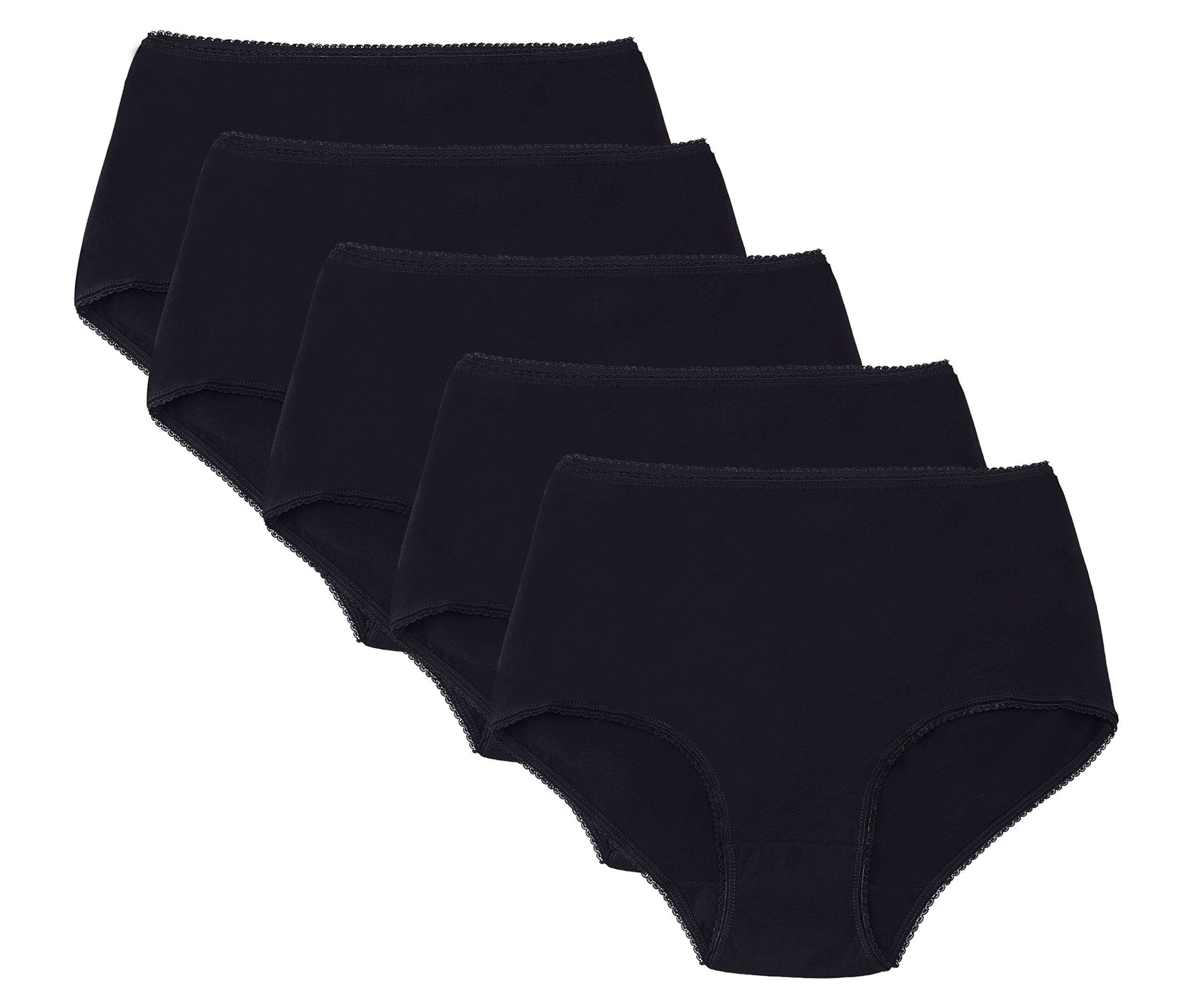 Mutandine da donna in morbido cotone, a vita alta, con copertura completa, confezione da 5