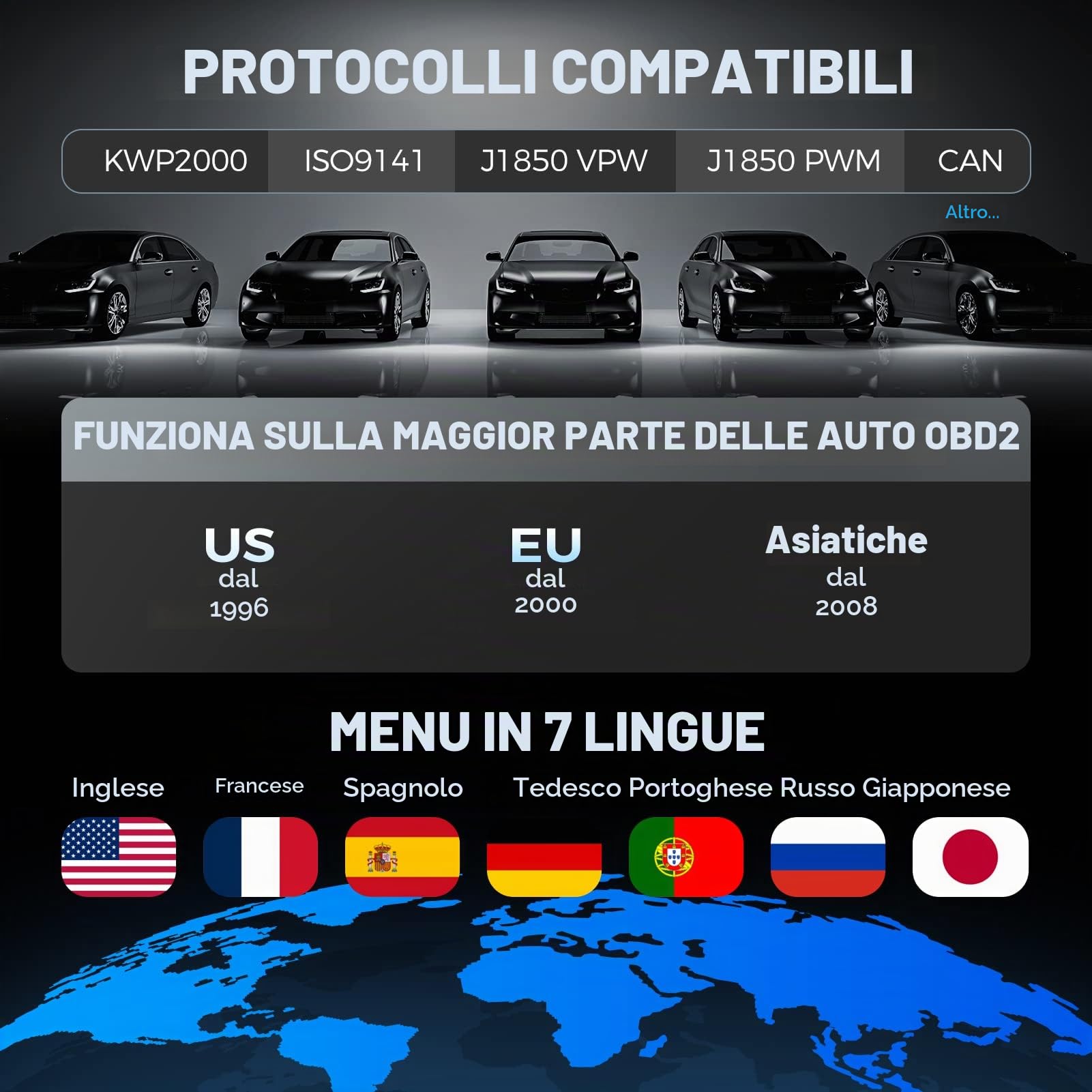 LAUNCH CR529 OBD2 Diagnostica Lettore Codici Test Smog O2 EVAP | Controllo smog con un clic, spegnimento spia motore, dati grafici, plug&play, ampia compatibilità