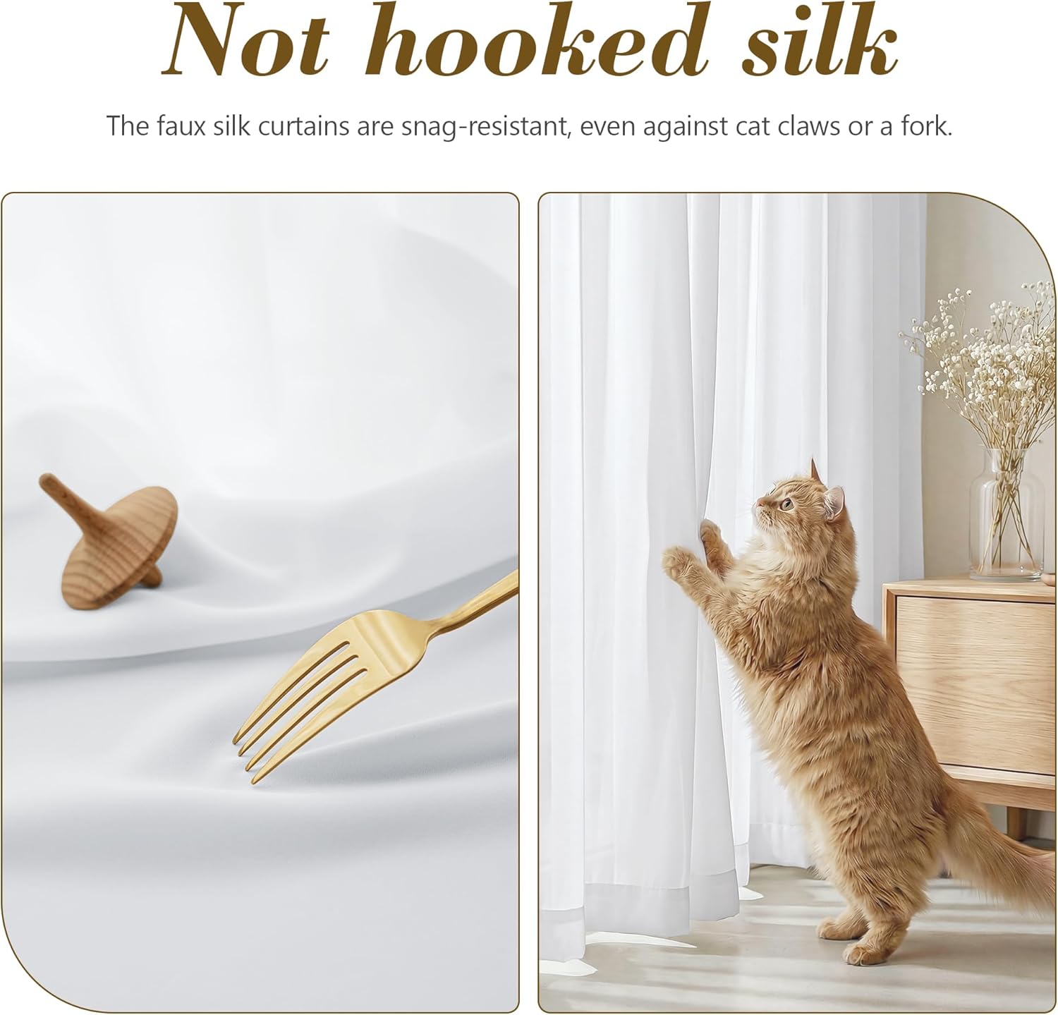 FMFUNCTEX Sheer Non-See-Through White Curtains for Bedroom, Faux Silk that Let Light Curtains 84 inches Long Light Filtering Privacy Sheer Window Drapes for Living Room, Rod Pocket 2 Panels Set