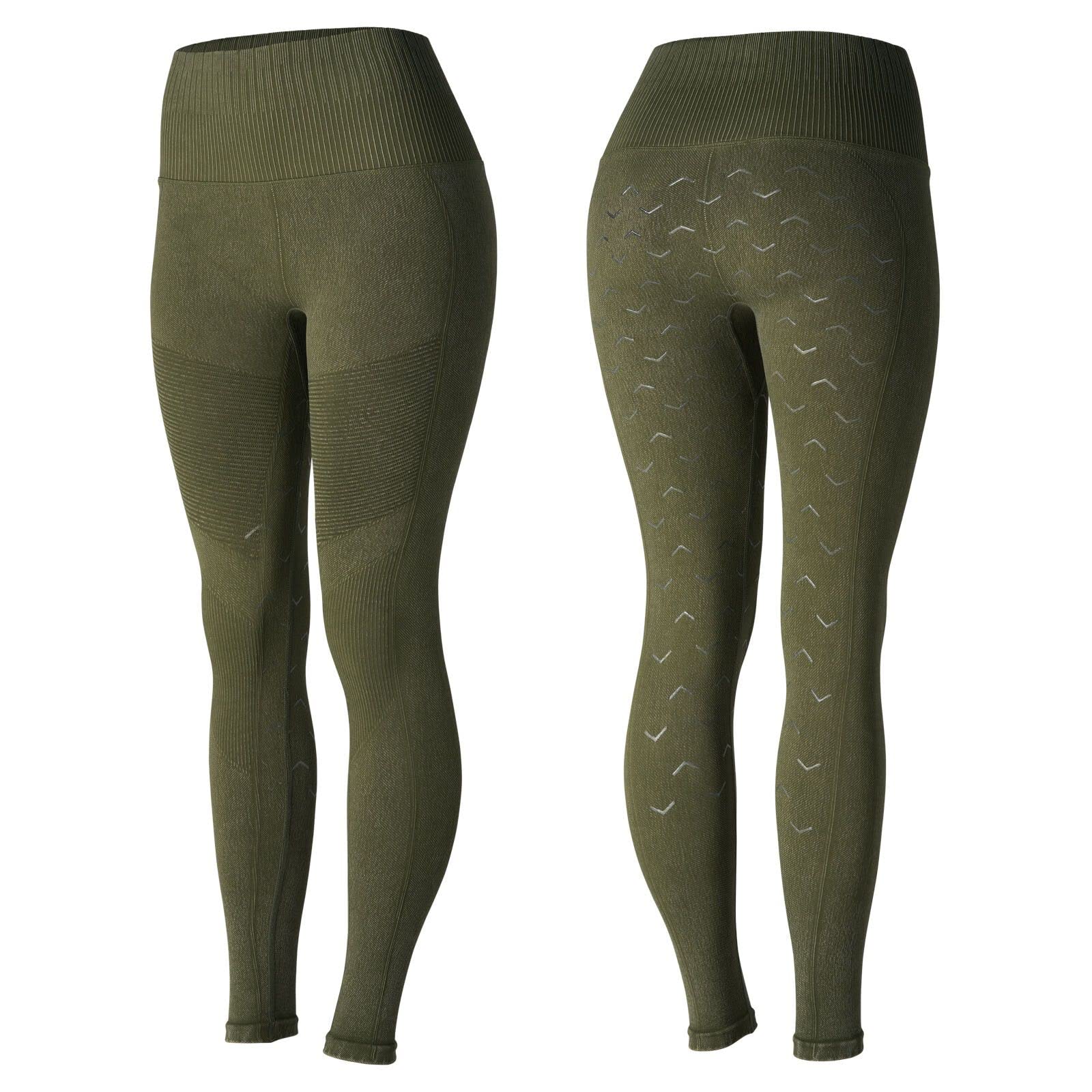 HORZE Vanessa Womens Slimming Seamless Tights - Dark Lichen Green - XS/S