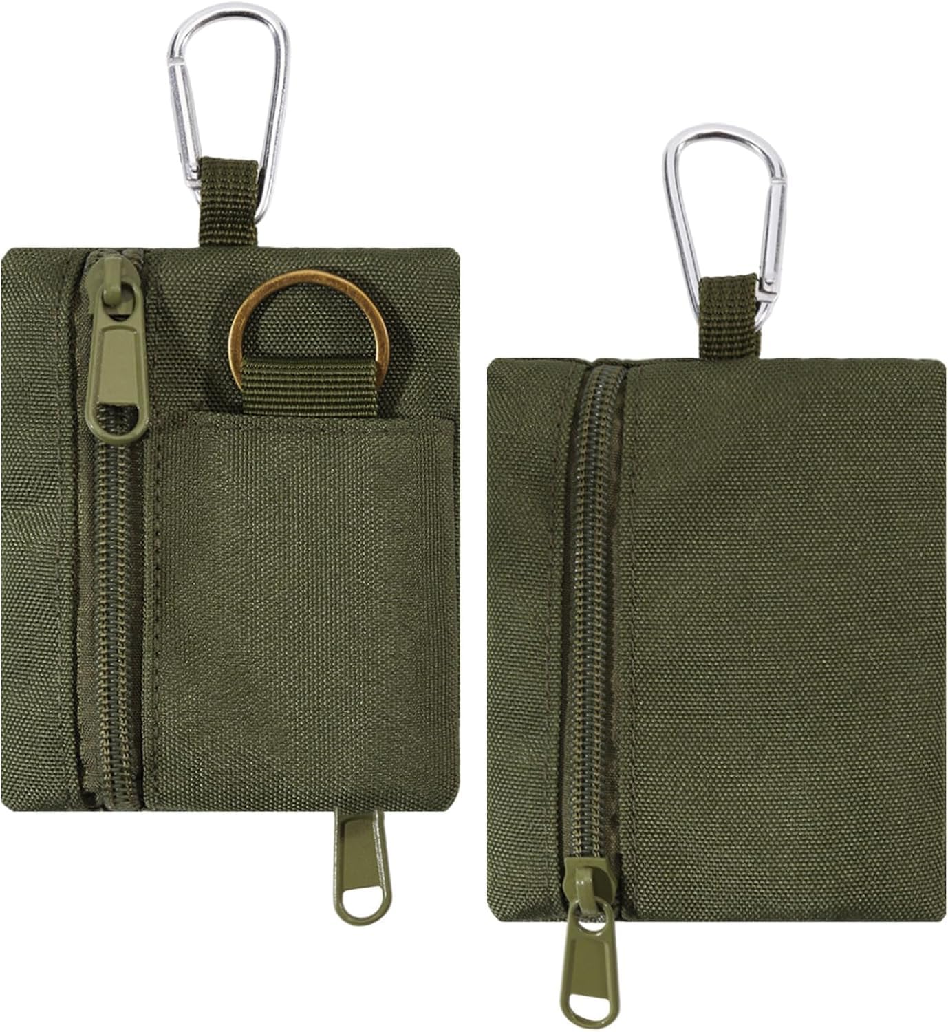 Tactical Mini Zipper Pouch, Nylon EDC Coin Purse with Carabiner Clip for Keys, Cards, Cash and Small Tools, 10x9cm-image-42