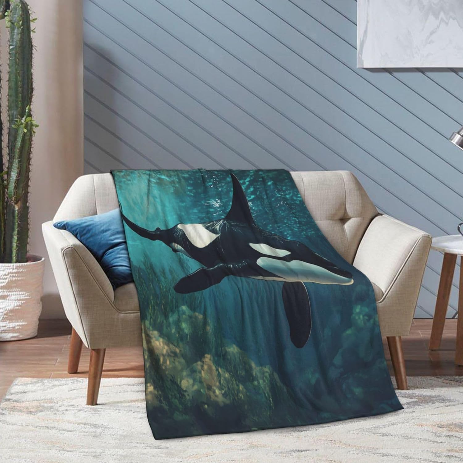Generic Orca Blanket, Flannel Throw Blanket, 50x60in, Orca Color - Image 2