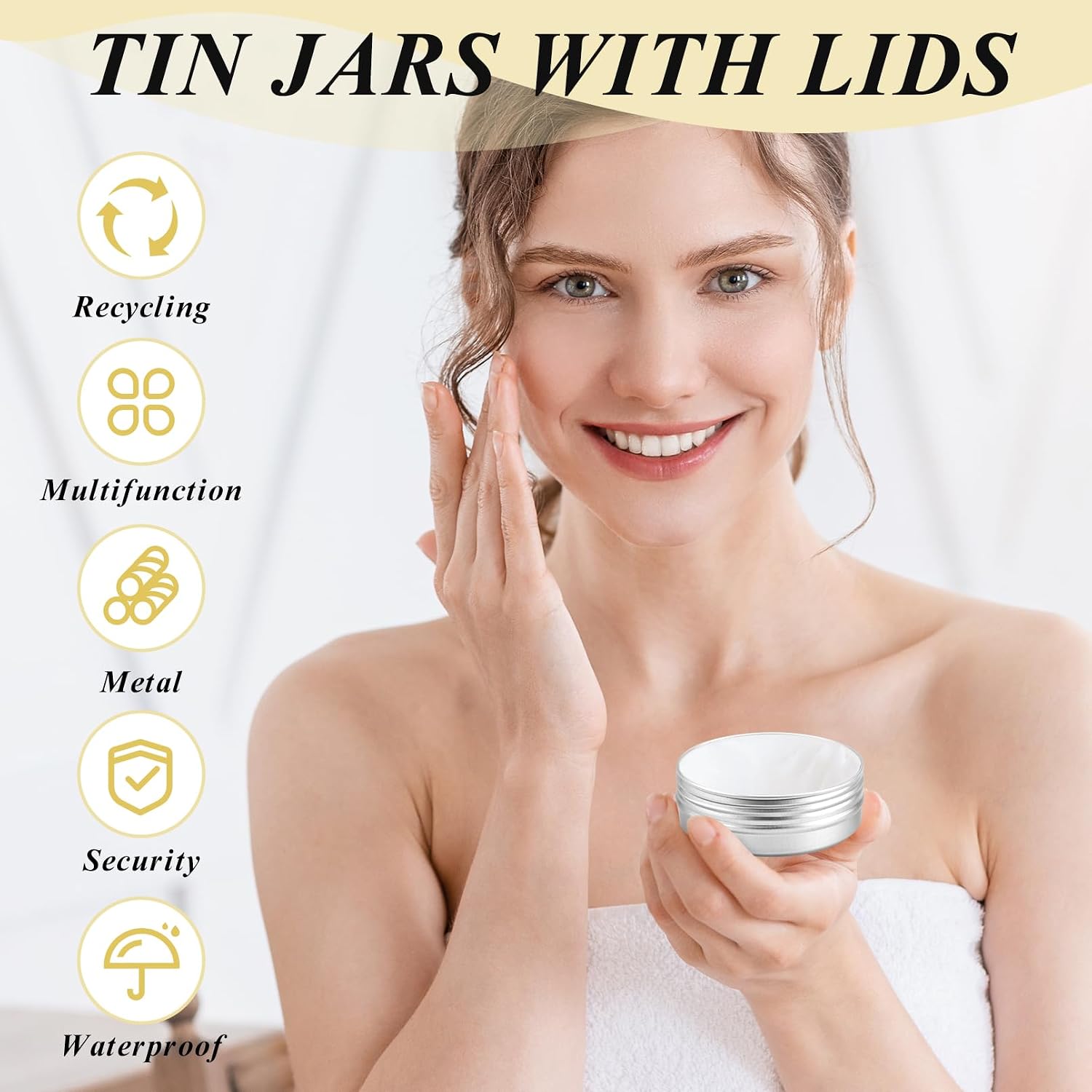 60 Pack Aluminum Tin Cans, 2oz Metal Tins with Screw Lid, Aluminum Tin Jars, Round Tin Containers, Empty Metal Storage Tins, Small Tins for Lip Balm Cosmetic Lotion Bars Salve Spices Candles