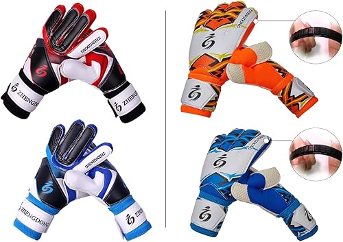Miniatura 2 de Guantes de portero para jóvenes, guantes de entrenamiento de fútbol en relieve, antideslizantes, de látex, pulsera ajustable