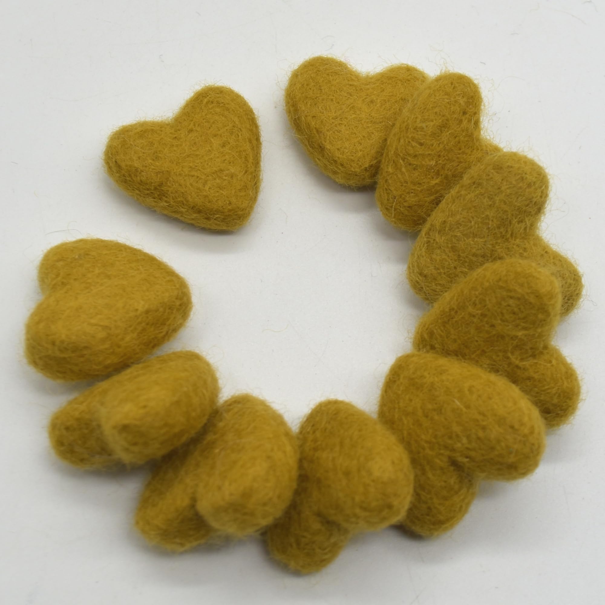 100% Wool Felt Hearts - 3cm - 10 Felt Hearts - Dark Goldenrod