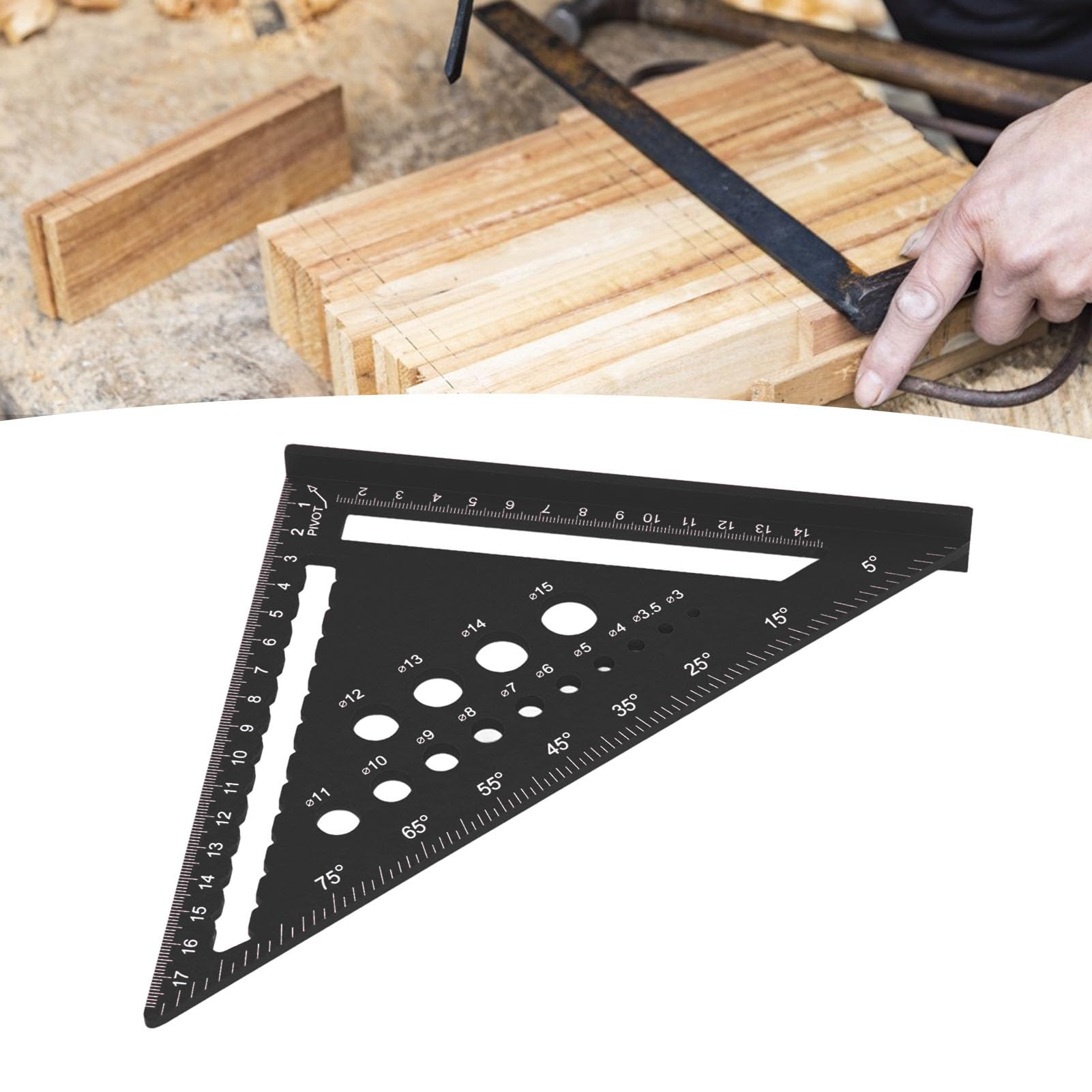 7 Inch Aluminum Rafter Square for Woodworking and Carpentry Multi-Function Layout Tool for Marking Angles and Square Cuts (Black) - Image 3