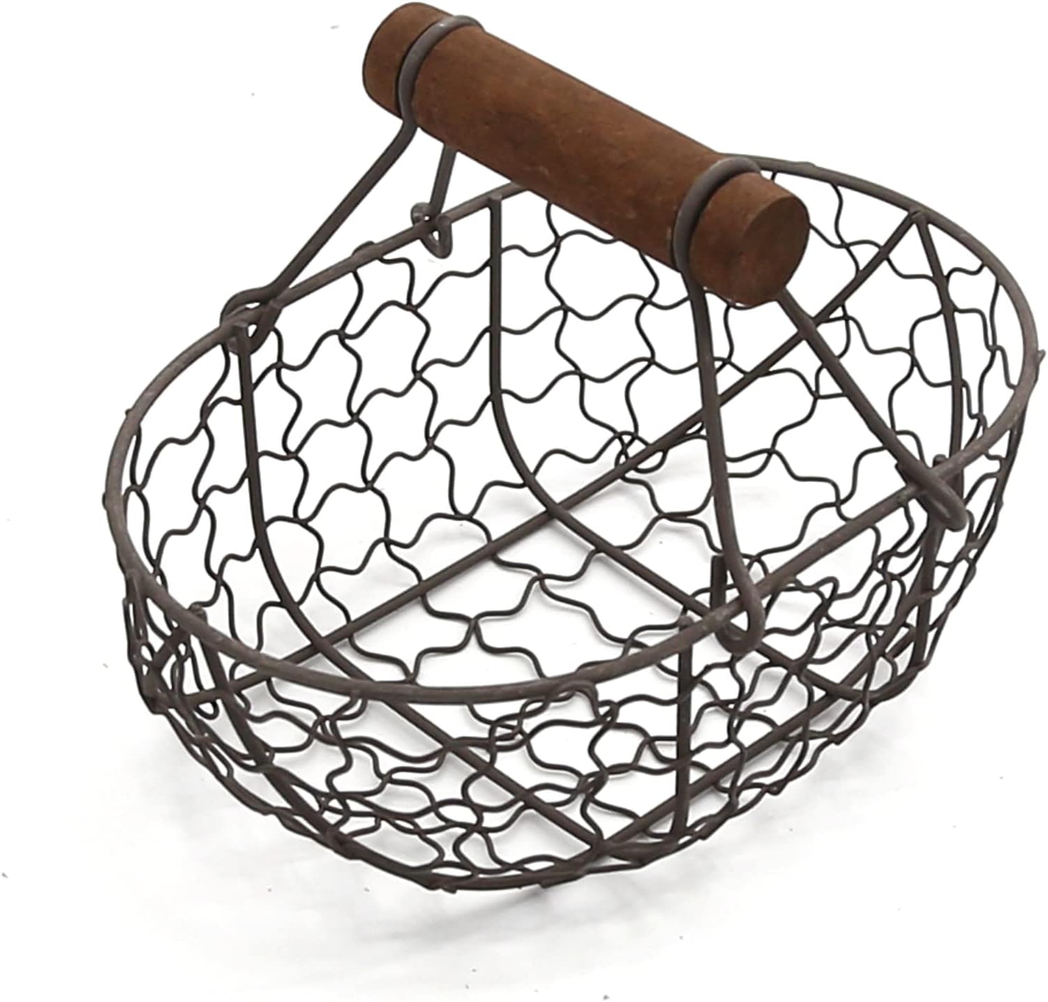 Egg Basket Egg Collecting Basket with Wood Handle Wire Egg Basket Rustic Vintage Primitives for Kitchen Living Room Rustic Egg Collecting Basket with Wood Handle Wire Egg Basket Chicken