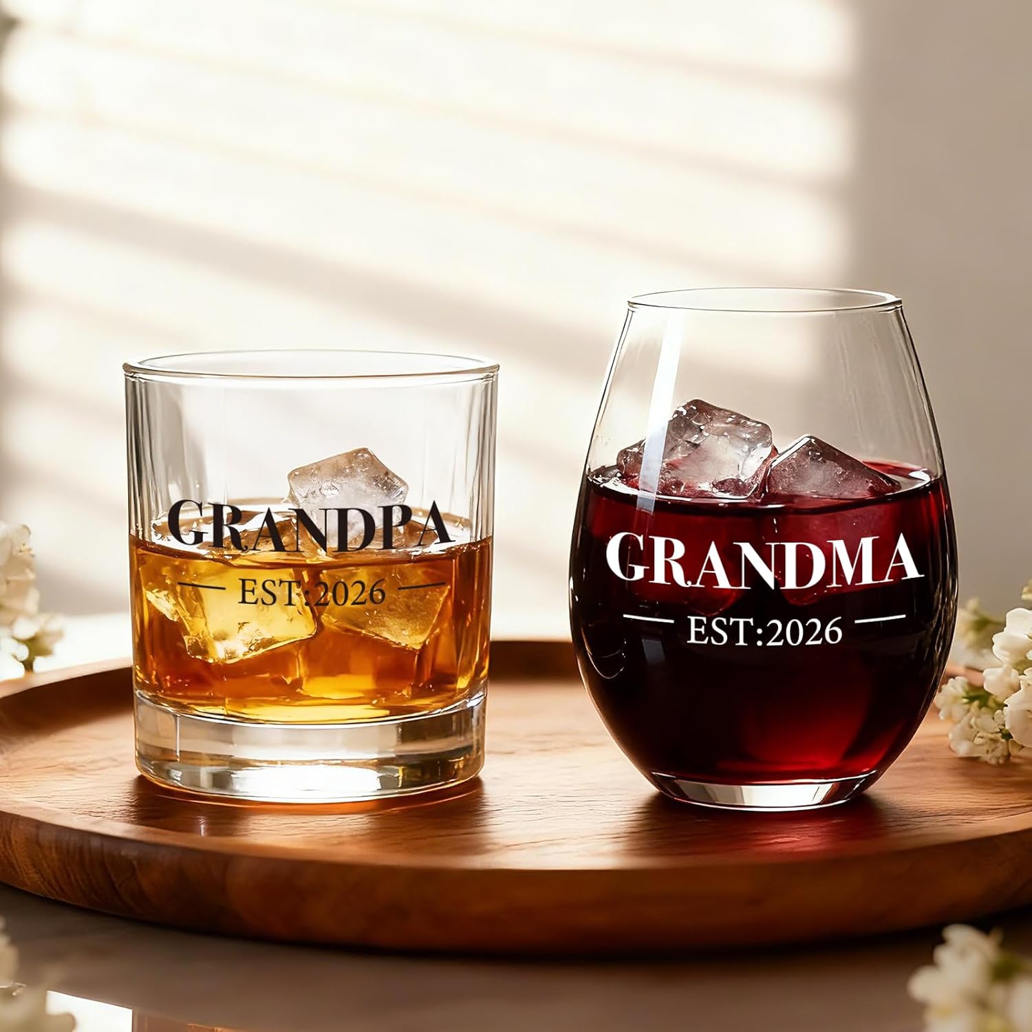 Grandpa Grandma Est 2026 Wine &Whiskey Glass Bag Gift Set for Grandparents to Be, Baby Announcement wine & whiskey Glasses bag Gifts for Grandparent, New grandpa & grandma glass gift Ideas-81 - Image 6
