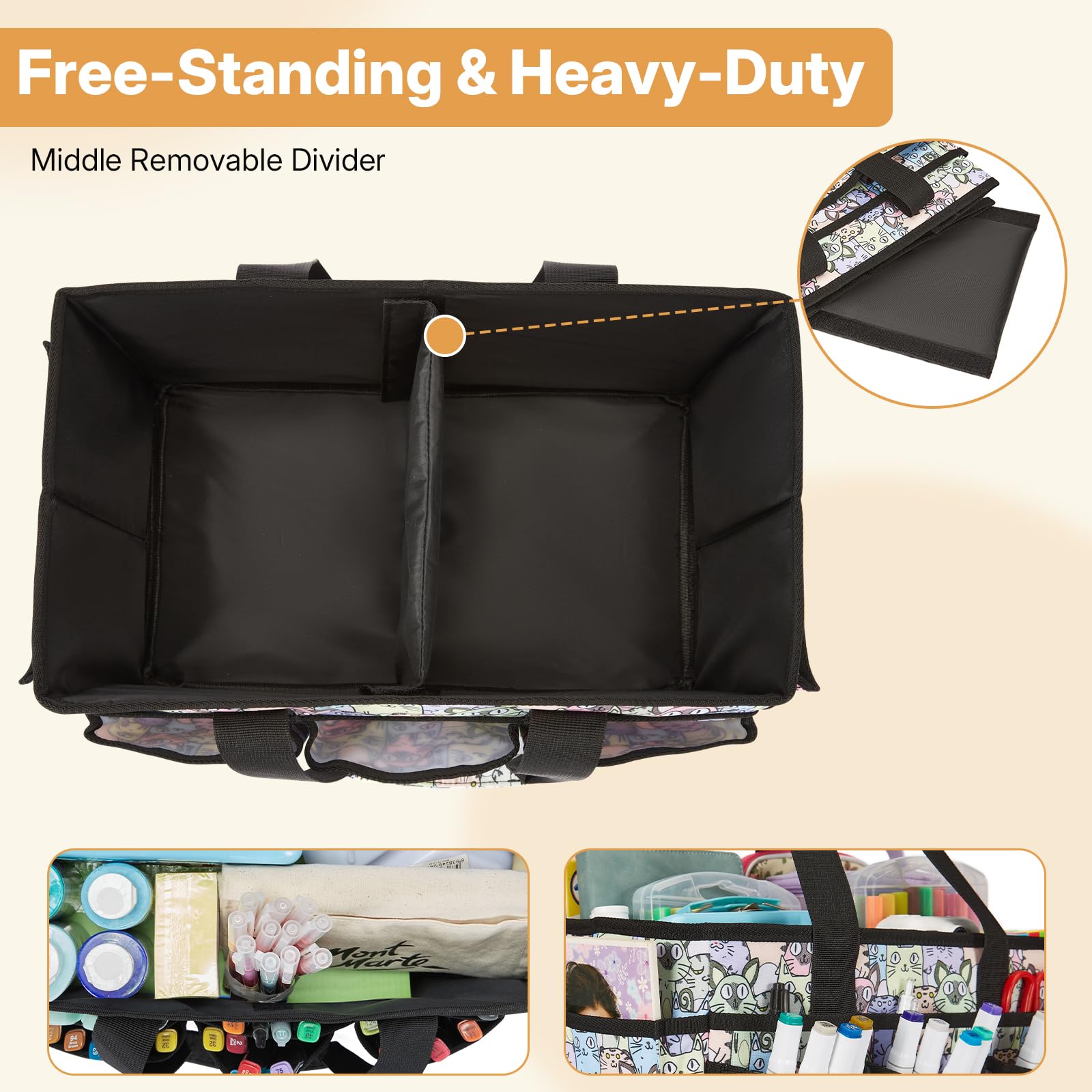 Craft Organizer Tote Bag, Art Caddy Organizer with Handles,Multi-Functional Craft Caddy,Travel Art Box - 4