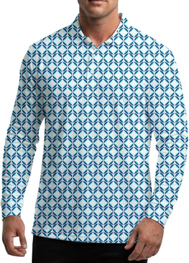 Men's Long Sleeve Golf Shirt Quick Dry 3 Button Work Fishing Outdoor Casual Collar Shirt