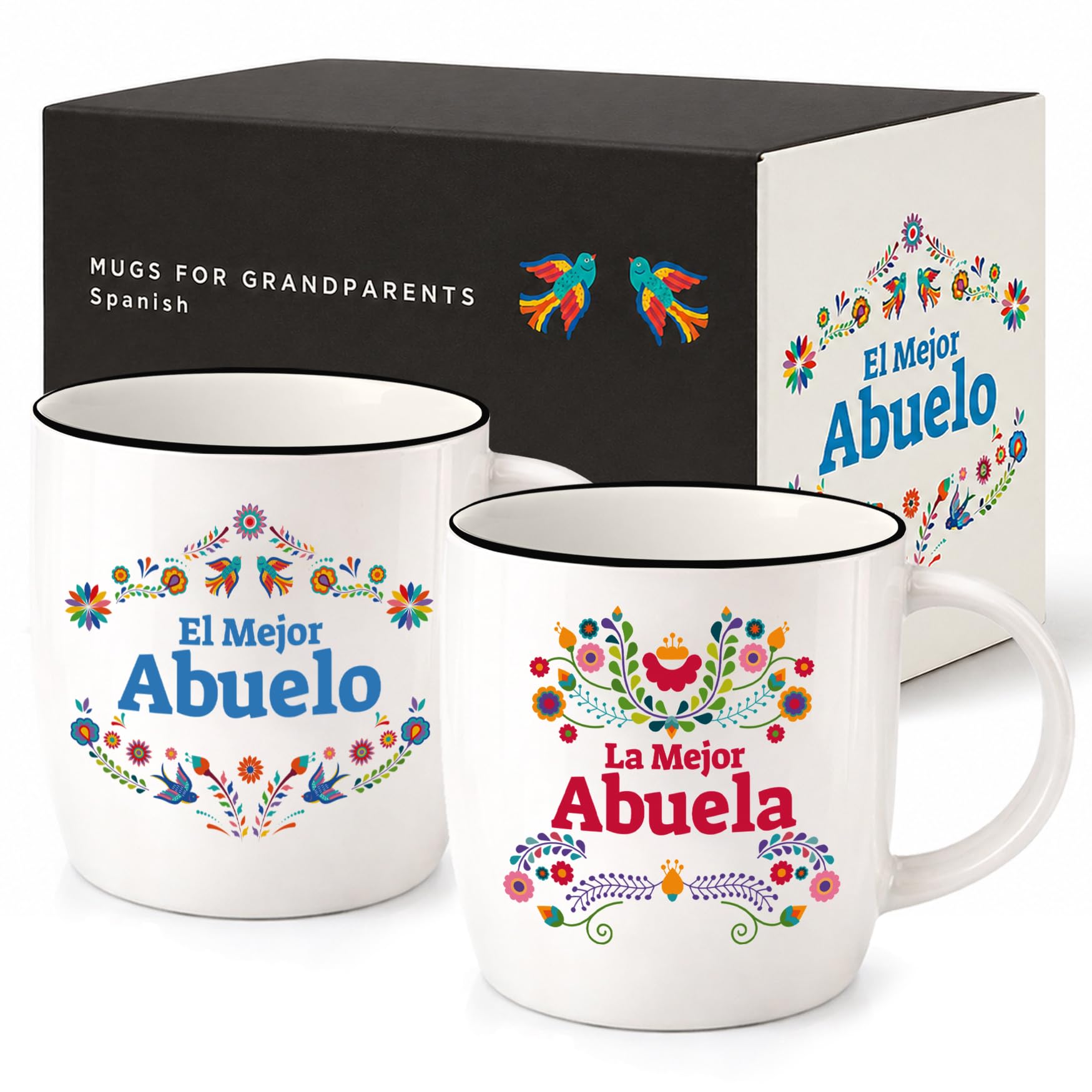 Triple Gifffted White Grandparents Gifts, La Mejor Abuela And Abuelo Coffee Mugs In Spanish, Latino Best Grandma And Grandpa, Regalo Dia Birthday And Christmas, Taza Abuelos, Ceramic Cup 13 Oz