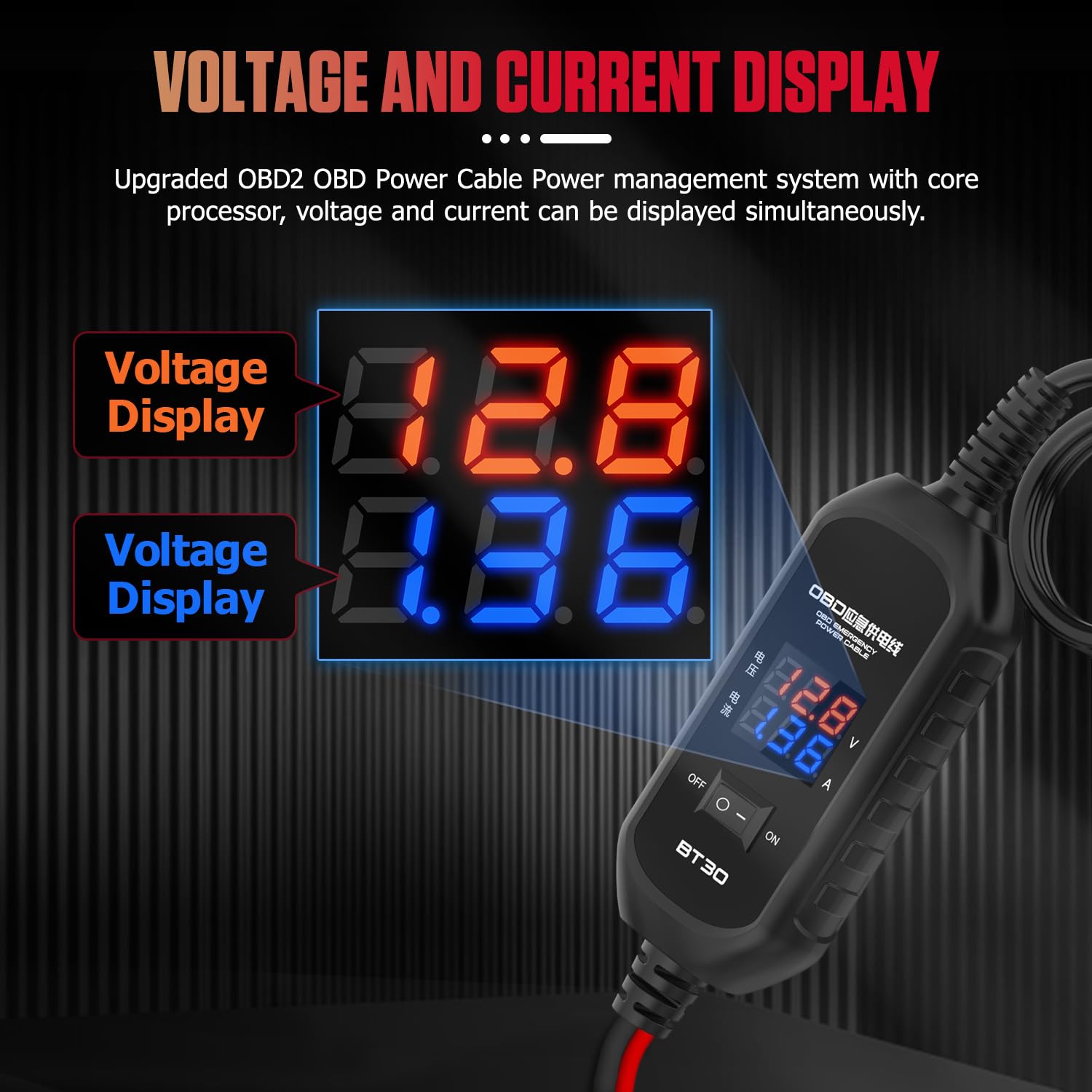 Lutifix OBD2 Vehicle ECU Emergency Power Supply Cable - OBD II Car Memory Saver Cable with Over-Current, Over-Voltage, Polarity Reverse Protection