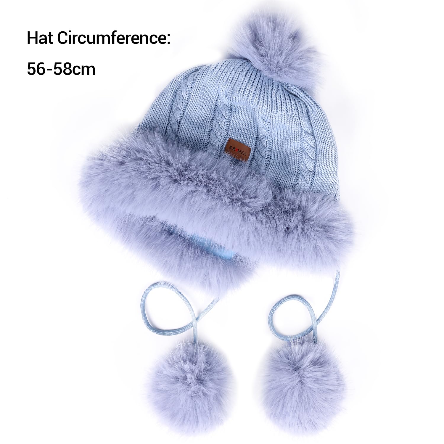 Pelliccia Sintetica Cappello a Maglia da Donna con Pompom Caldo Cranio cap Proteggere l'orecchio Inverno Berretto Cappello per Le Donne