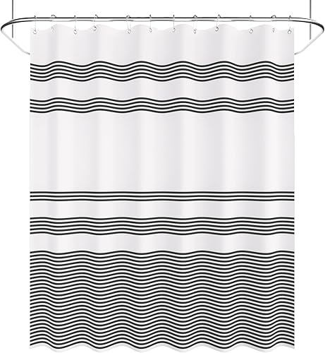 Miniatura 7 de AmazerBath Juego de cortinas de ducha de tela, cortina de ducha de tela con hojas verdes con 12 ganchos para cortina de ducha, cortina de ducha