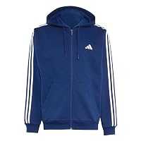 adidas Uomo Essentials 3-Stripes Fleece Full-Zip Hoodie Sweatshirt