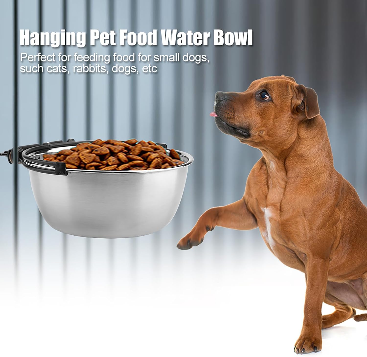 Stainless Steel Hanging Pet Bowls for Dogs Cats Puppies Food and Water Bowls Feeder Dish with Hook for Kennel Crate Cage(L)