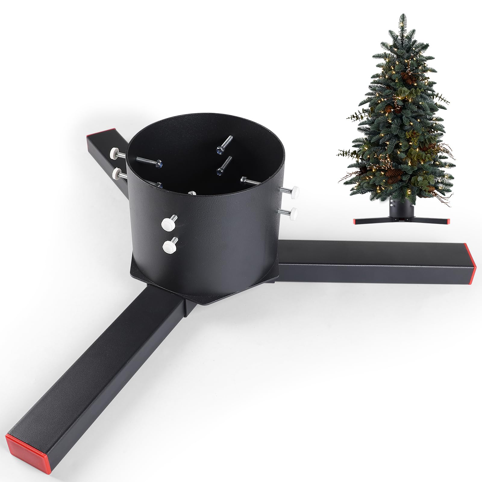 Christbaumständer Mit Wassertank Kawentsmann Weihnachtsbaumständer Herzform – Mit Wassertank, 40x40 Cm, Öffnung 8 Cm, Aus Stahl Pulverbeschichtet, Himbeerrot, Für Bäume Bis 1,80 M