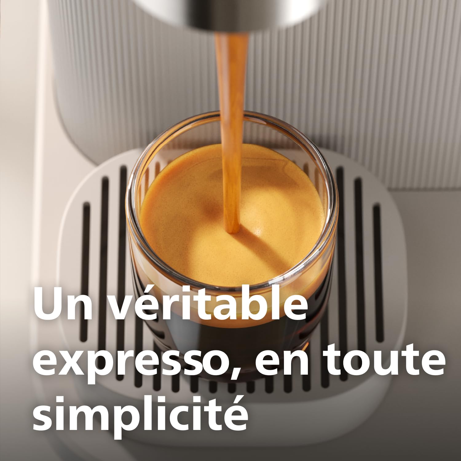 Philips Baristina Machine à expresso, Mouture, tassage et infusion automatiques, 16 bars, Expresso, Lungo, Format compact, Blanc naturel avec porte-filtre blanc, Machine à café avec broyeur BAR305/00