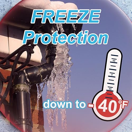 Miniatura 2 de Cinta térmica para tuberías de agua con termostato de 12 pies, protección contra congelación, cable de rastro de calor autorregulable para metal,