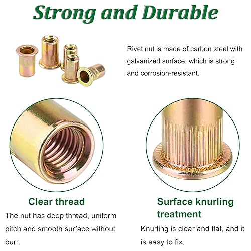 Miniatura 4 de weideer 1000 tuercas remachadoras SAE y métricas 6#-32, 8#-32, 10#-24, 14"-20, 516"-18, 38"-16, 12"-13 M3 M4 M5 M6 M8 M10 M12 Inserto roscado de