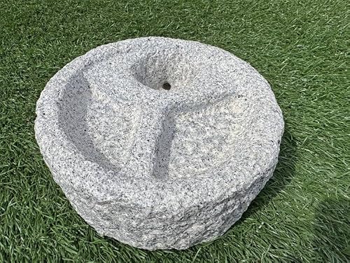 天然石 御影石 ミニ つくばい 水鉢 φ20cm バードバス 石 円形 丸 小さい 庭石 重石 苔鉢 箱庭 和風 日本庭園 おしゃれ ガーデニング 庭 置物 装飾 ガーデン オブジェ 野鳥の餌台 バードフィーダー 【展示品特別セール】 [3]