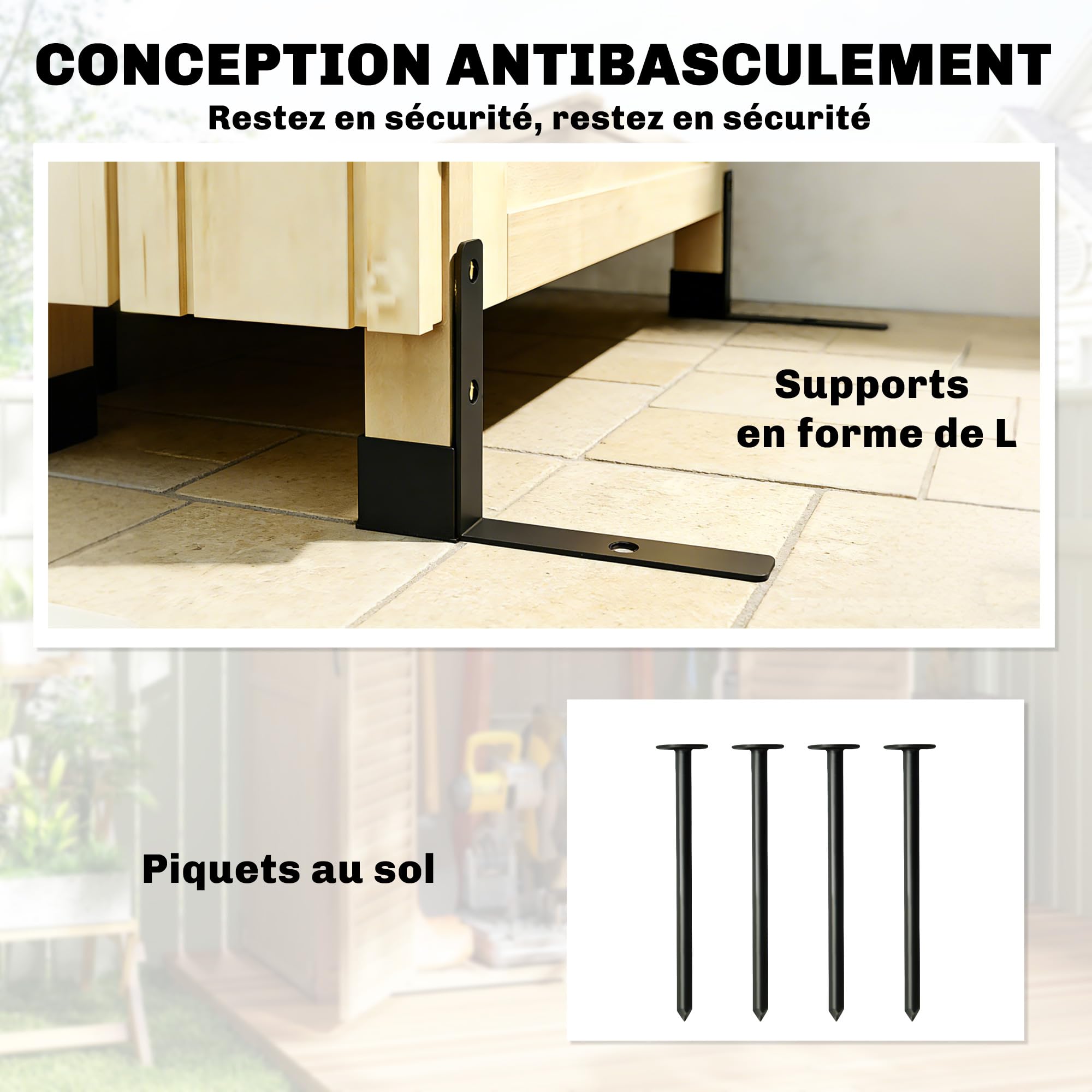 Outsunny Armoire de Jardin en Bois 213cm de Haut pour Terrasse Bois Naturel | Abri de Jardin, Toit en Métal Galvanisé, Remise à Outils à Long Manche, Texture Gaufrée, Étagères Réglables
