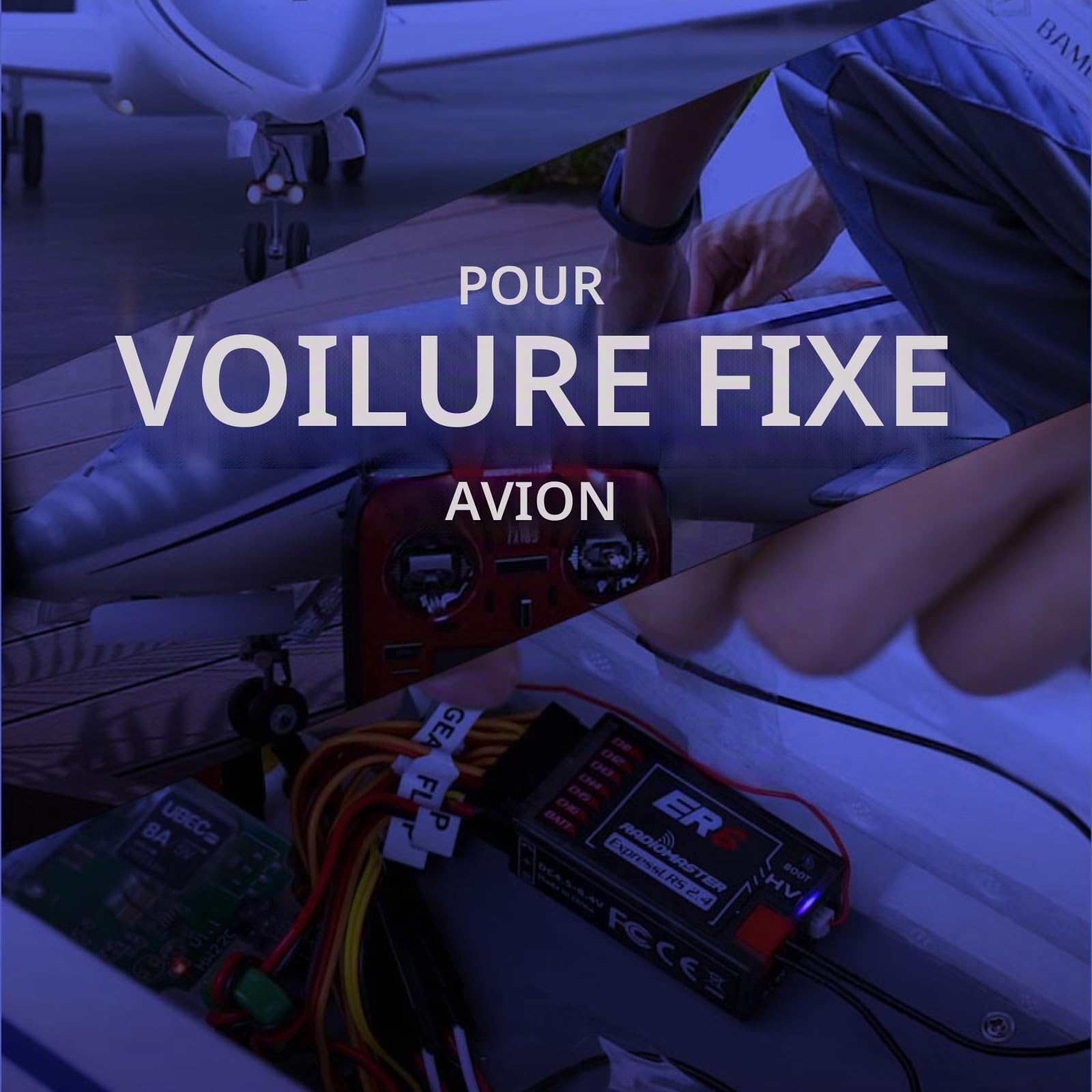 HTLNUZD ER6 PWM 2.4G RC Récepteur 6CH CRSF pour Radiomaster Support Tension Télémétrie WiFi Mise à jour pour Avions à voilure fixe Noir, Noir, 1.6