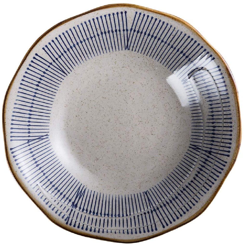 Vaisselle en céramique Peinte à la Main de Style Japonais Assiette à Soupe Profonde Blue Line, Assiette à Salade de Fruits, Bol Peu Profond en céramique