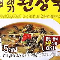 Vista 4 de Sopa coreana de pasta de soja con hoja de rábano 1 paquete, sopa de bloque instantáneo seca