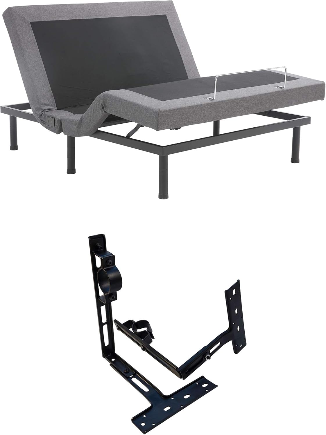 Classic Brands Adjustable Comfort Upholstered Adjustable Bed Base with Massage