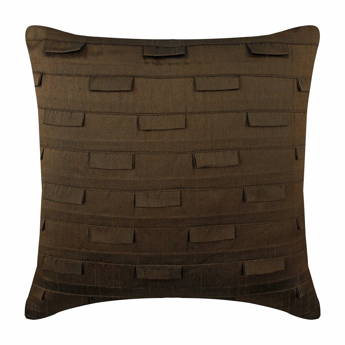 The HomeCentric 55x55 cm (22x22 inch) Square Decorative Throw Brown Silk Cushion Covers with Pintucks, Stripe Cushion Covers, Art Deco Cushion Covers UK - Brown Ocean โ image 1