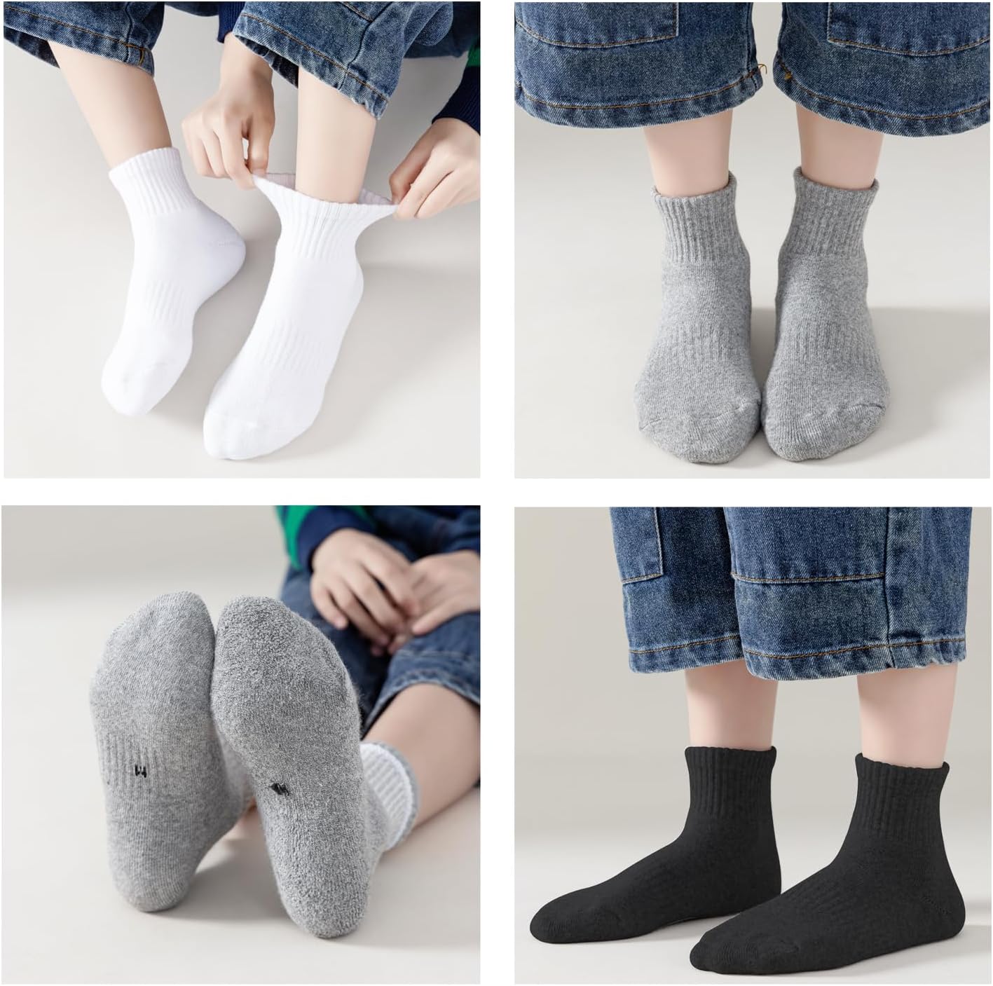 Boys Athletic Cushioned Crew Socks Thick Cotton Sports Socks 6 Pairs 5-14 Years - Image 7